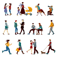 Wall Mural - City People Set