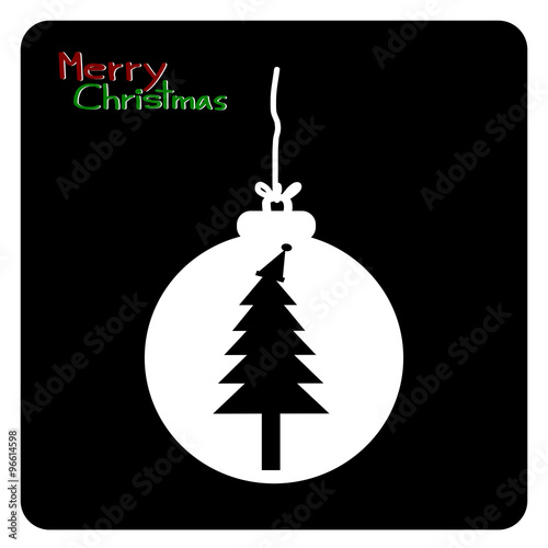 Merry Christmas Silhouette Christmas Tree In Christmas Ball Christmas Symbol Vector Stock Vector Adobe Stock