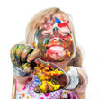 © karelnoppe - Funny girl with painted hands and face.