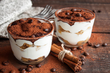 Tiramisu in a glass cup