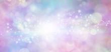 Pink And Blue Starry Glitter Feminine Toned Bokeh Background Banner - Wide Pink And Blue  Sparkling Glittery Star Speckled Background With A Whoosh Of Stars Moving Through The Middle