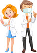 © blueringmedia - Male and female dentists with tools