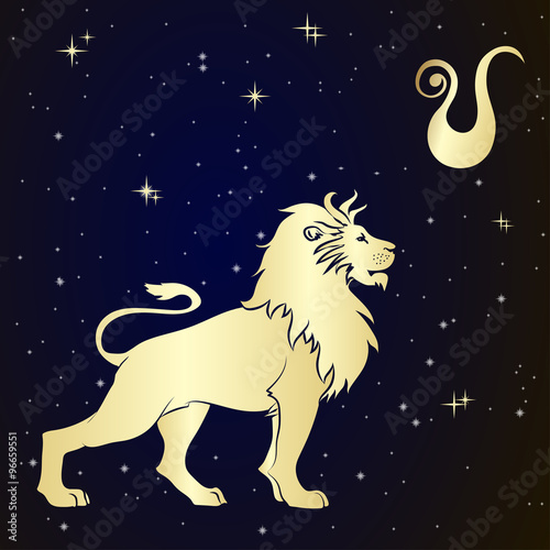 Fotografía  Zodiac Leo is the starry sky