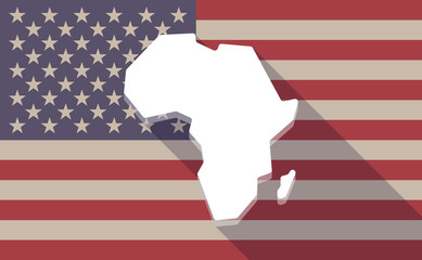 Poster - Long shadow vector USA flag icon with  a map of the african cont