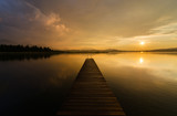 Fototapeta Pomosty - Sunset at the beautifull Lake Hopfensee in Germany.