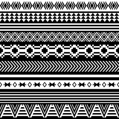 Wall Mural - Seamless black and white indian pattern.