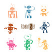 © voron4ihina - Cartoon robots set. Vector image. Doodle stile.