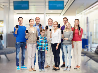 Sticker - group of smiling people with smartphones