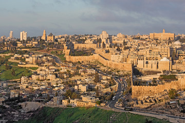 Wall Mural - Jerusalem - Outlook from Mount of Olives to Dormition abbey and walls