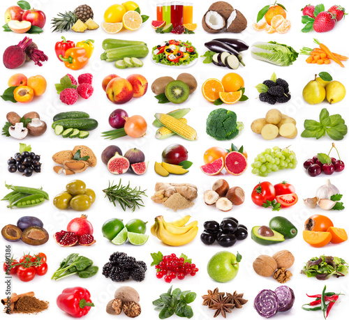 Naklejka - mata magnetyczna na lodówkę Collection of fresh fruits and vegetables
