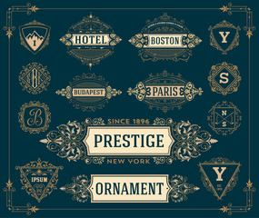 Wall Mural - set of monograms, logos and banners.
