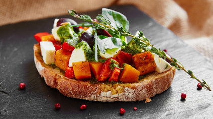 Bruschetta with roasted pumpkin