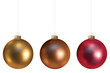 Boules de Noël or, cuivre, rouge, fixations dorées