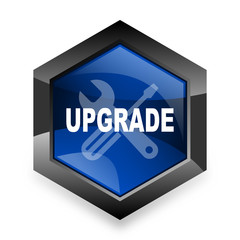 Aufkleber - upgrade blue hexagon 3d modern design icon on white background