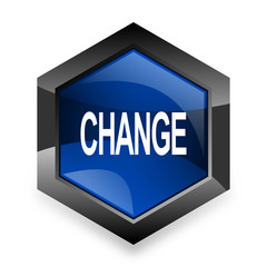 Poster - change blue hexagon 3d modern design icon on white background