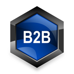 Poster - b2b blue hexagon 3d modern design icon on white background