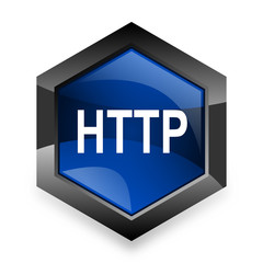 Aufkleber - http blue hexagon 3d modern design icon on white background