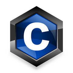 Poster - copyright blue hexagon 3d modern design icon on white background