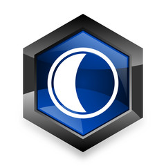 Poster - moon blue hexagon 3d modern design icon on white background