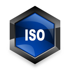 Poster - iso blue hexagon 3d modern design icon on white background