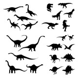Fototapeta Dinusie - Big set of dinosaurs silhouettes.