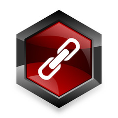 Leinwandbilder - link red hexagon 3d modern design icon on white background