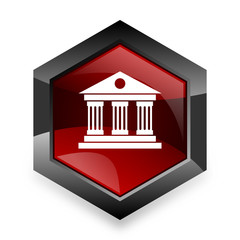 Poster - museum red hexagon 3d modern design icon on white background