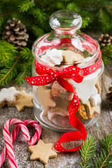 Christmas cookies in glass jar