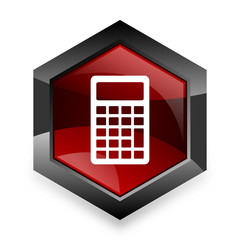 Aufkleber - calculator red hexagon 3d modern design icon on white background