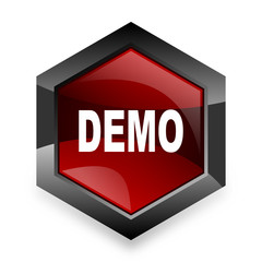 Poster - demo red hexagon 3d modern design icon on white background