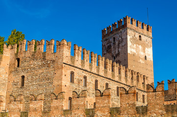 Walls of Castelvecchio fortress in Verona - Italy