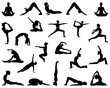© Design Studio RM - Black silhouettes of girls who practice yoga, vector