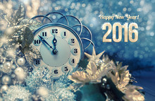New Year Floral Glitter Clock Free Stock Photo - Public Domain Pictures