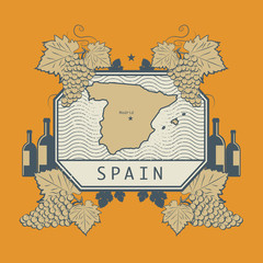 Wall Mural - Vintage wine label, vector