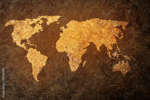 world map on grunge background Canvas Print