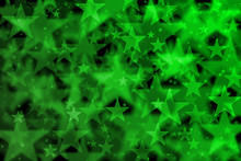 Green Stars Background With Bokeh Effect