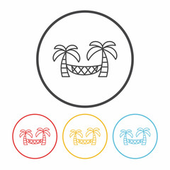 Poster - Coconut tree hammock line icon