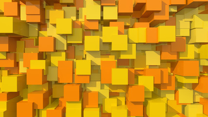 Poster - 3D Orange Area Background Cube Abstract Pattern