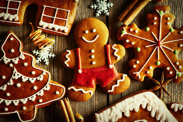 Canvas Print - Christmas homemade gingerbread cookies