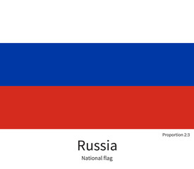 National flag of Russia with correct proportions, element, colors