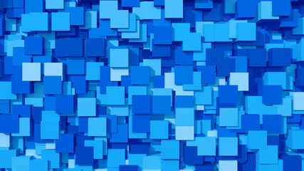 Poster - 3D Blue Area Background Cube Abstract Pattern
