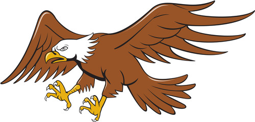 Wall Mural - American Bald Eagle Swooping Cartoon