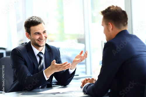 Fotografía Business people speaking during interview in their office