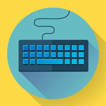 Keyboard icon with long shadow. Flat style