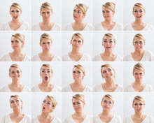 Collage Of Woman With Various Expressions
