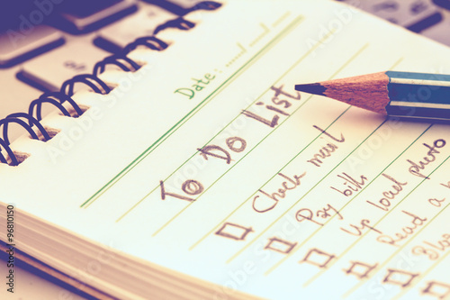 Fotografie, Obraz selective focus on Handwritten to do list plan in notebook