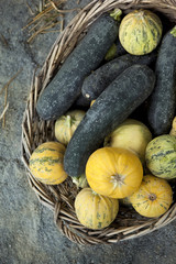 Wall Mural - Zucchini in a basket