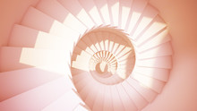 Spiral Stairs In Sun Light Sepia Color Abstract 3d Interior