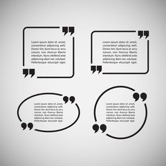 Poster - Quotation Mark Speech Bubbles on gray background. Set of quote sign icons. Vector illustration.