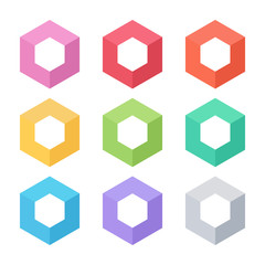 Aufkleber - Set of abstract cube vector template. Corner geometric shape and symmetric symbol, square icon, box logo or box shape. Geometric design.